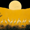 Golden Egret Moon Mural Wallpaper — Surreal Art Deco Design Mural Wallpaper - room preview 02