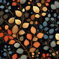 Floating Autumn Leaves Pattern Mural Wallpaper Orange, Gold, and Blue Mural Wallpaper - room preview 02