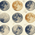 Celestial Moon Checkered Mural Wallpaper in Navy and Ochre Mural Wallpaper - room preview 02