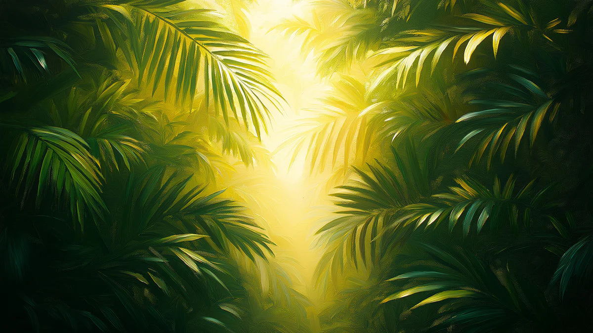 Golden Jungle Light Mural Wallpaper Green and Yellow Mural Wallpaper - room preview 02