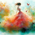 Woman and Nature Fantasy Mural Wallpaper — Artistic Color Explosion Mural Wallpaper - room preview 02