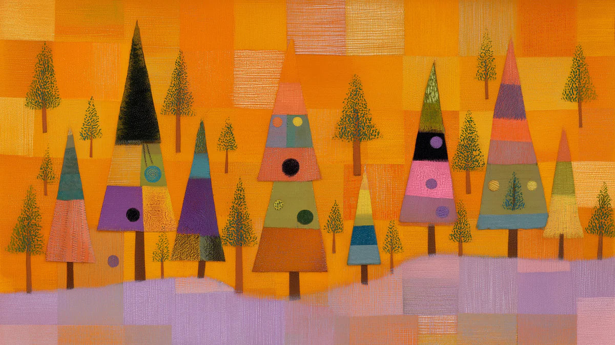 Abstract Geometric Forest Mural Wallpaper in Vibrant Amber Mural Wallpaper - room preview 02