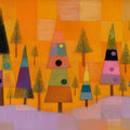 Abstract Geometric Forest Mural Wallpaper in Vibrant Amber Mural Wallpaper - room preview 02