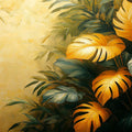 Golden Monstera Mural Wallpaper Gold, Green, and Yellow Mural Wallpaper - room preview 02