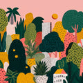 Stylized Botanical Orchard Mural Wallpaper — Playful Garden Art Mural Wallpaper - room preview 02