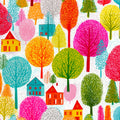 Candy Forest Village Mural Wallpaper — Vibrant Whimsical Design Mural Wallpaper - room preview 02