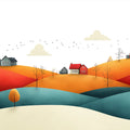 Autumn Rolling Hills Mural Wallpaper — Idyllic Landscape Design Mural Wallpaper - room preview 02