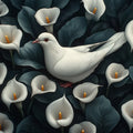 Elegant White Dove and Calla Lilies Mural Wallpaper Serene Floral and Bird Art Mural Wallpaper - room preview 02