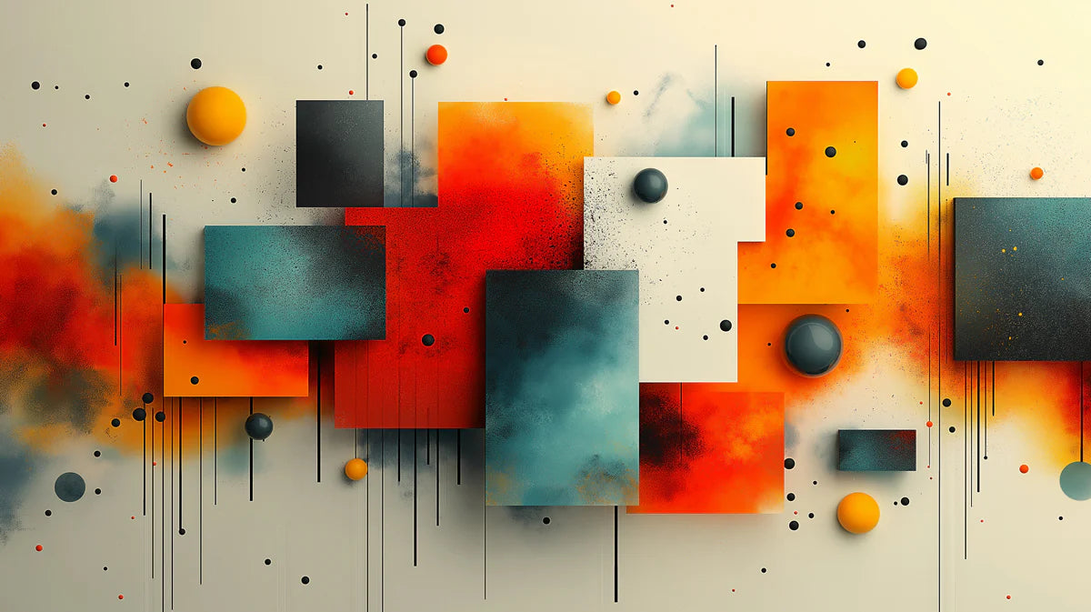 Abstract Geometric and Paint Splatter Mural Wallpaper Modern and Dynamic Art Mural Wallpaper - room preview 02