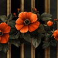 Dramatic Floral Art with Gold Stripes Mural Wallpaper Luxurious and Elegant Design Mural Wallpaper - room preview 02