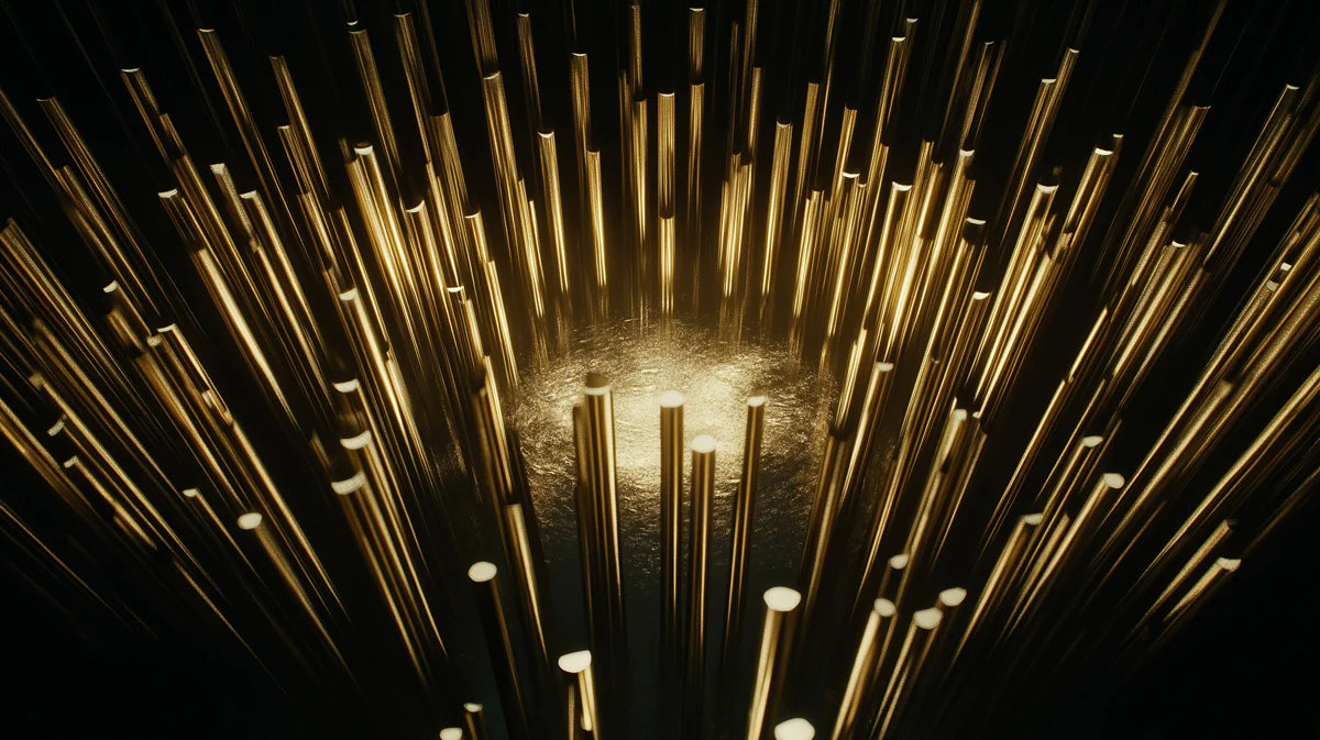 Radiant Golden Rods Mural Wallpaper — Modern Industrial Art Mural Wallpaper - room preview 02