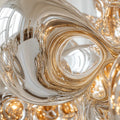 Liquid Chrome and Gold Abstract Sculpture Mural Wallpaper - room preview 02