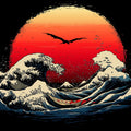 Japanese Dragon and Great Wave Mural Wallpaper — Mythical Art Mural Wallpaper - room preview 02
