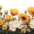 Golden Flowers in a Meadow Mural Wallpaper Vibrant Floral Art Mural Wallpaper - room preview 02