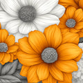 Modern Golden and White Floral Mural Wallpaper High-Contrast Botanical Art Mural Wallpaper - room preview 02