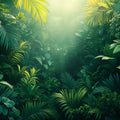 Lush Jungle with Fruits and Sunlight Mural Wallpaper Vibrant and Exotic Art Mural Wallpaper - room preview 02