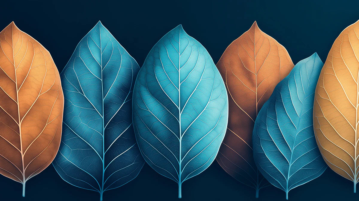 Modern Two-Tone Autumn Leaves Mural Wallpaper Minimalist Botanical Art Mural Wallpaper - room preview 02