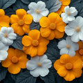 Colorful Floral Pattern with Golden and White Flowers Mural Wallpaper Abstract Botanical Art Mural Wallpaper - room preview 02