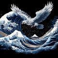 Eagle and Great Wave Mural Wallpaper — Japanese Ukiyo-e Inspired Mural Wallpaper - room preview 02