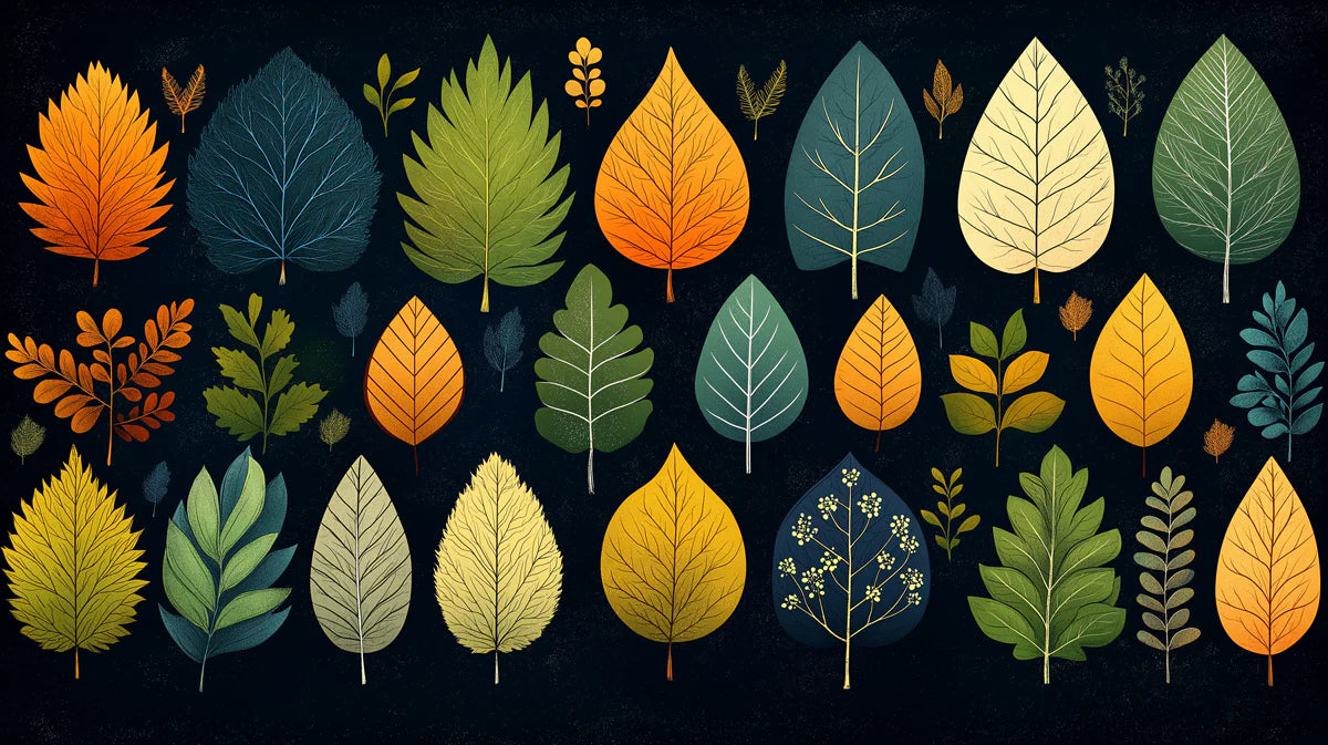Stylized Autumn Leaves Pattern Mural Wallpaper Colorful Botanical Art Mural Wallpaper - room preview 02