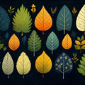 Stylized Autumn Leaves Pattern Mural Wallpaper Colorful Botanical Art Mural Wallpaper - room preview 02