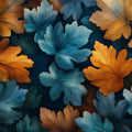 Abstract Blue and Orange Autumn Leaves Mural Wallpaper Modern Fall Pattern Mural Wallpaper - room preview 02