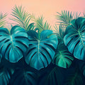 Majestic Tropical Monstera and Palm Leaves Mural Wallpaper Bold Botanical Art Mural Wallpaper - room preview 02