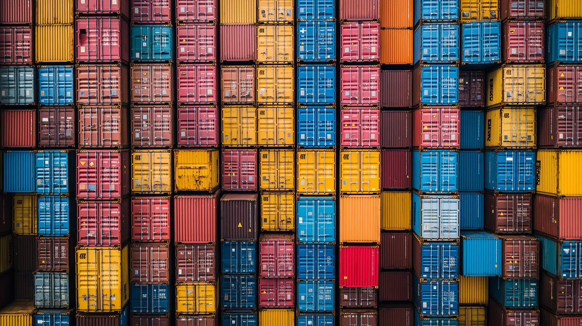 Stacked Container Grid Mural Wallpaper — Industrial Graphic Pattern Mural Wallpaper - room preview 02