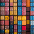 Stacked Container Grid Mural Wallpaper — Industrial Graphic Pattern Mural Wallpaper - room preview 02