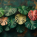 Stylish Tropical Monstera Leaves Mural Wallpaper Modern Floral Pattern Mural Wallpaper - room preview 02