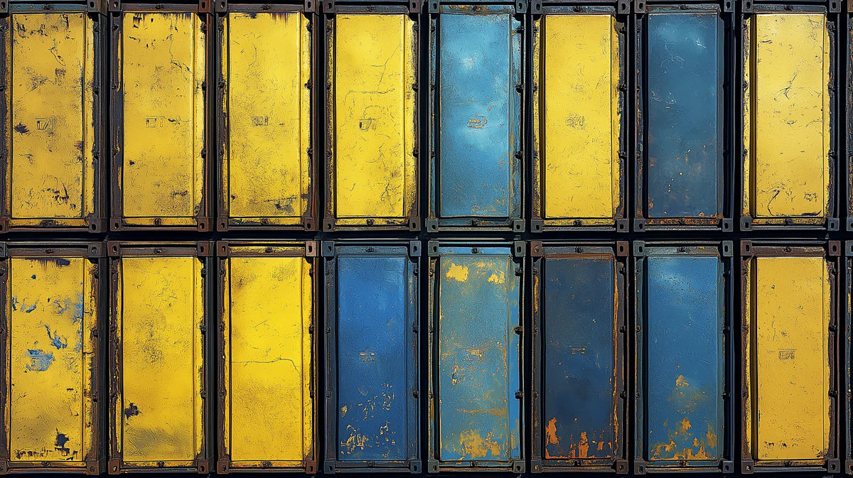 Weathered Shipping Container Panel Mural Wallpaper — Industrial Raw Mural Wallpaper - room preview 02