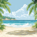 Pristine Tropical Beach and Ocean Mural Wallpaper Serene Coastal Landscape Mural Wallpaper - room preview 02