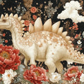 Stegosaurus Floral Garden Mural Wallpaper — Whimsical Vintage Art Mural Wallpaper - room preview 02