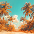 Vibrant Tropical Beach Path Mural Wallpaper Dreamy and Colorful Landscape Mural Wallpaper - room preview 02