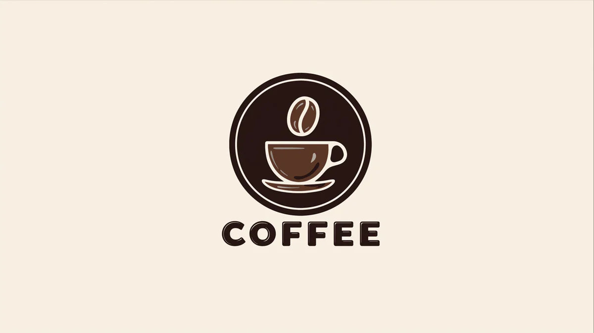 Minimalist Coffee Emblem Mural Wallpaper — Modern Beverage Icon Mural Wallpaper - room preview 02