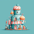 Stacked Cupcake House Mural Wallpaper — Whimsical Fantasy Design Mural Wallpaper - room preview 02