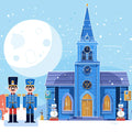 Moonlit Village Nutcracker Mural Wallpaper — Festive Winter Scene Mural Wallpaper - room preview 02