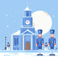 Winter Village Church Mural Wallpaper — Whimsical Holiday Scene Mural Wallpaper - room preview 02
