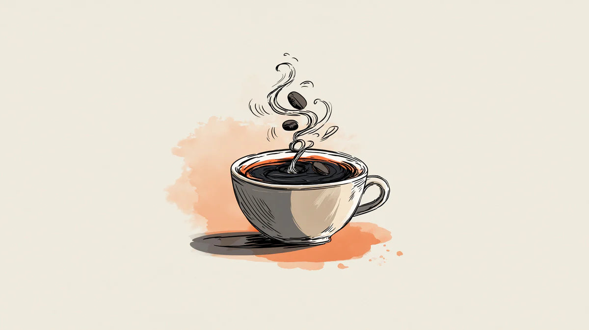 Steaming Morning Brew Mural Wallpaper — Sketch Illustration Art Mural Wallpaper - room preview 02