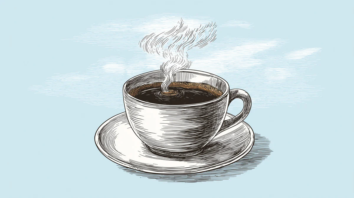 Steaming Coffee Cup Mural Wallpaper — Vintage Etched Illustration Mural Wallpaper - room preview 02