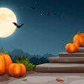 Full Moon Pumpkin Night Mural Wallpaper — Eerie Seasonal Decor Mural Wallpaper - room preview 02