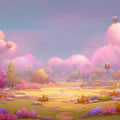 Autumn Pumpkin Meadow Mural Wallpaper — Whimsical Skyscape Mural Wallpaper - room preview 02