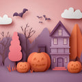 Whimsical Paper Cut Halloween House Mural Wallpaper - room preview 02