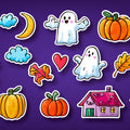 Playful Halloween Sticker Mural Wallpaper in Vibrant Purple Mural Wallpaper - room preview 02
