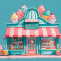 Whimsical Cake Shop Exterior Mural Wallpaper in Pastel Tones Mural Wallpaper - room preview 02
