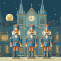 Nutcracker Town Square Mural Wallpaper — Festive Winter Night Scene Mural Wallpaper - room preview 02