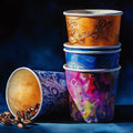 Stacked Coffee Cup Mural Wallpaper — Artistic Cafe Wall Decor Mural Wallpaper - room preview 02