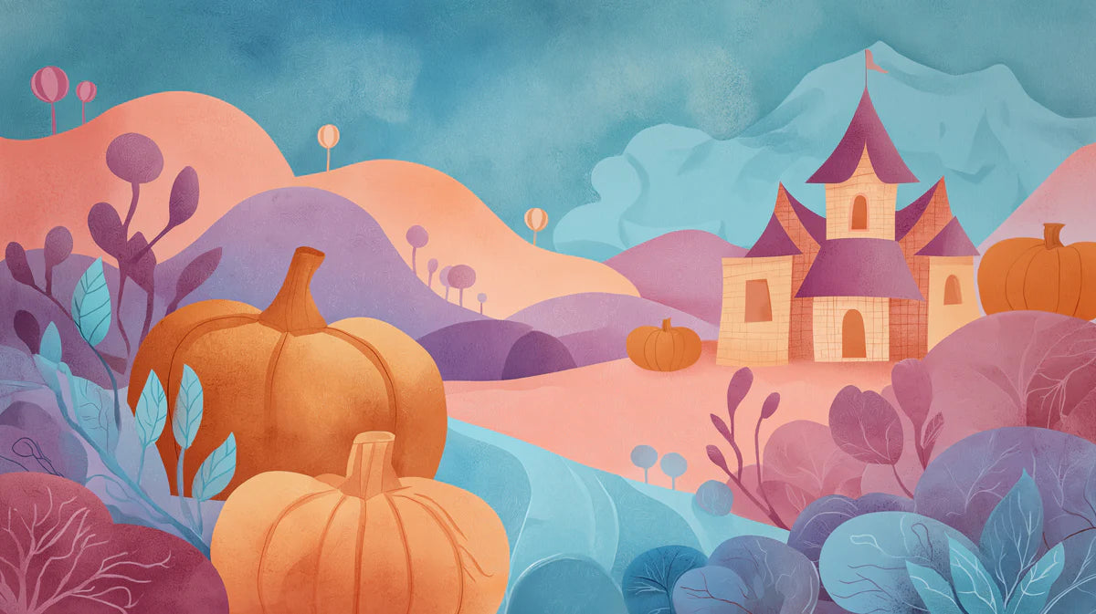 Fairytale Castle Landscape Mural Wallpaper — Whimsical Pastel Decor Mural Wallpaper - room preview 02
