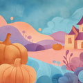Fairytale Castle Landscape Mural Wallpaper — Whimsical Pastel Decor Mural Wallpaper - room preview 02