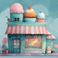 Whimsical Cupcake Shop Mural Wallpaper — Pastel Boutique Scene Mural Wallpaper - room preview 02